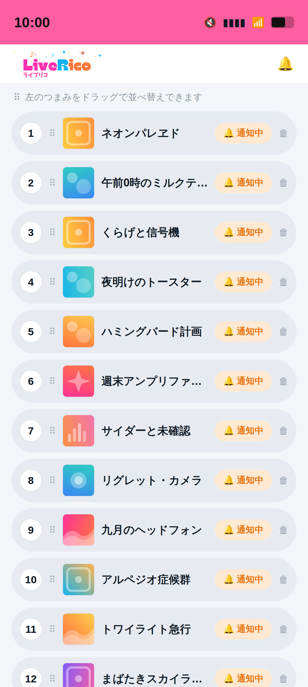 推しアーティストの一覧